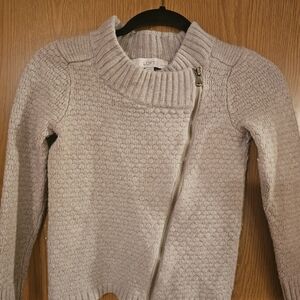 LOFT Light Gray Textured Cowl Sweater